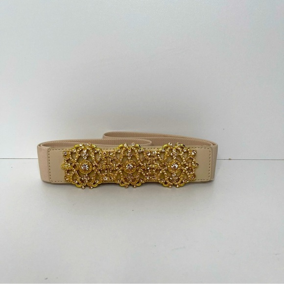 BCBGMAXAZRIA belt Gold Rhinestone Embellished Belt Womens wedding statement - Picture 5 of 6